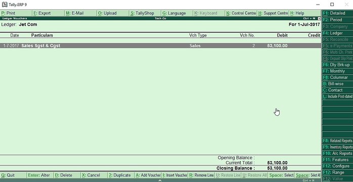 sales entries in tally