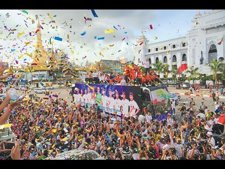 ယူ-၂၀ ကမၻာ့ဖလားၿပိဳင္ပြဲဝင္ခြင့္ရ ျမန္မာအသင္း ရန္ကုန္ၿမိဳ႕တြင္း လွည့္လည္ေအာင္ပြဲခံ