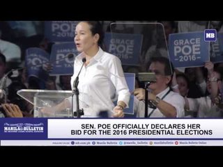 Sen. Grace Poe officially declares her bid for the 2016 presidential elections