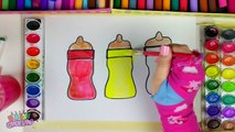 Learn Colors for Kids and Color Baby Bottle Hearts Coloring Pages