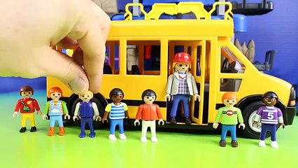 School Bus Playmobile Kids Go On Fieldtrip To Imaginext Power Rangers Command Center With