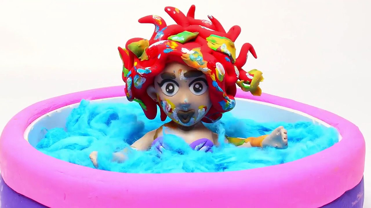 How To Makeup Disney Princess Babies Ariel Play doh STOP MOTION Learn Colors Finger Family