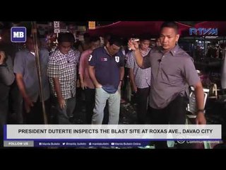 President Duterte inspects the blast site at Roxas Ave., Davao City