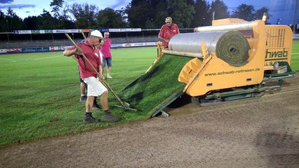 Epinal : la nouvelle pelouse du stade de la Colombière a été posée