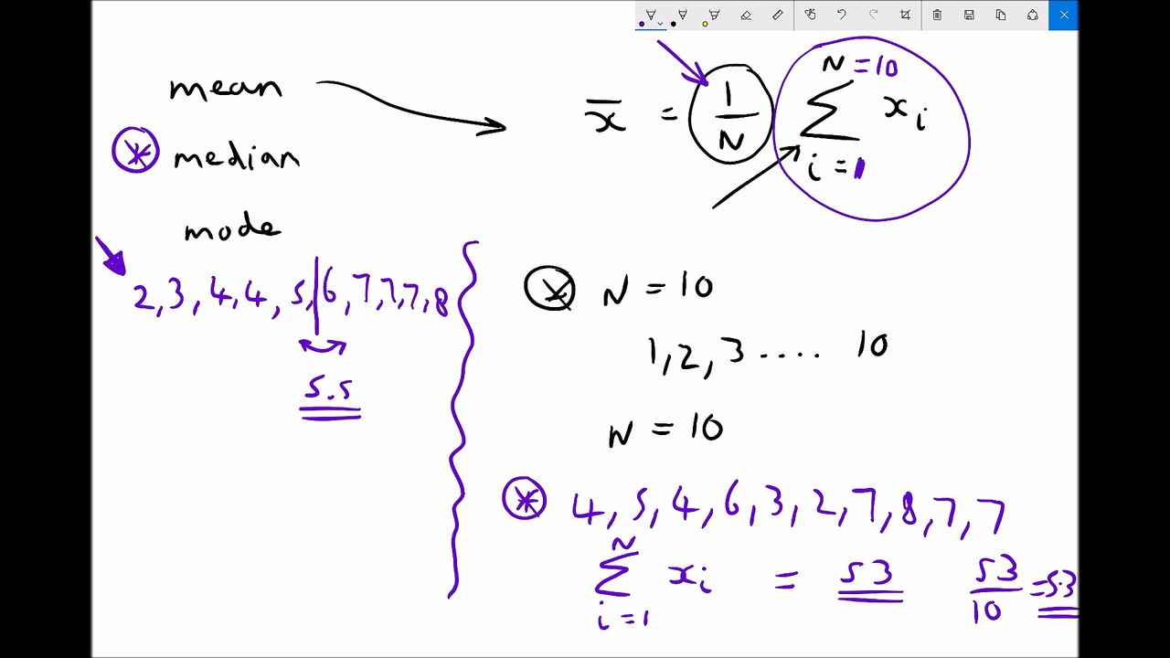 Discrete Data Averages - Mean, Mode and Median Average
