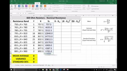 Mean, Variance and Standard Deviation for Continuous Grouped Data