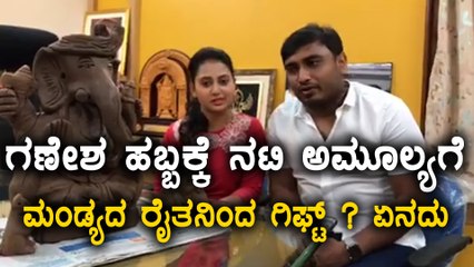 Amulya  Received Raitha Ganesh  From Mandya Former | FIlmibeat Kannada