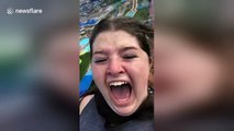 Woman has hilariously extreme reaction to rollercoaster