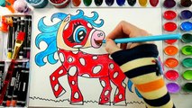 Enfants couleur coloration mignonne pour main cheval enfants Coccinelle Apprendre à Il aquarelle page glit