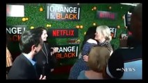 ORANGE IS THE NEW BLACK SEASON 5 Interview Premiere LAURA PREPON HUGS TAYLOR SCHILLING 201