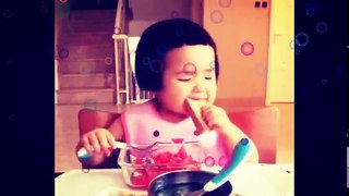 baby girl eating salad and watermelon so cute