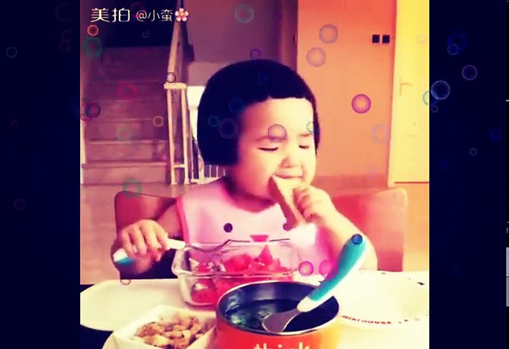 baby girl eating salad and watermelon so cute