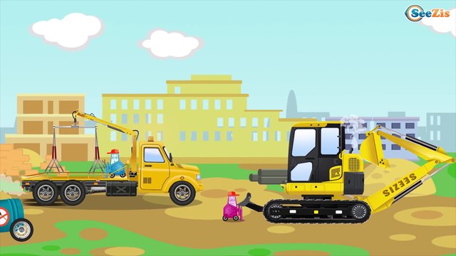 Pelleteuse Jaune et Tracteur - Voitures de construction - Vidéo Éducative de Voitures Pour Enfants