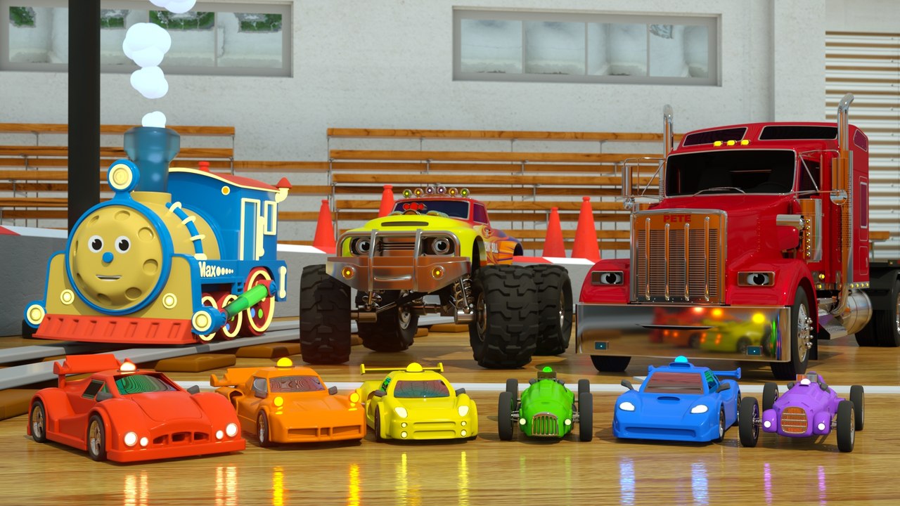 Learn Colors and Race Cars with Max, Bill and Pete the Truck - TOYS (Colors and Toys for Toddlers)