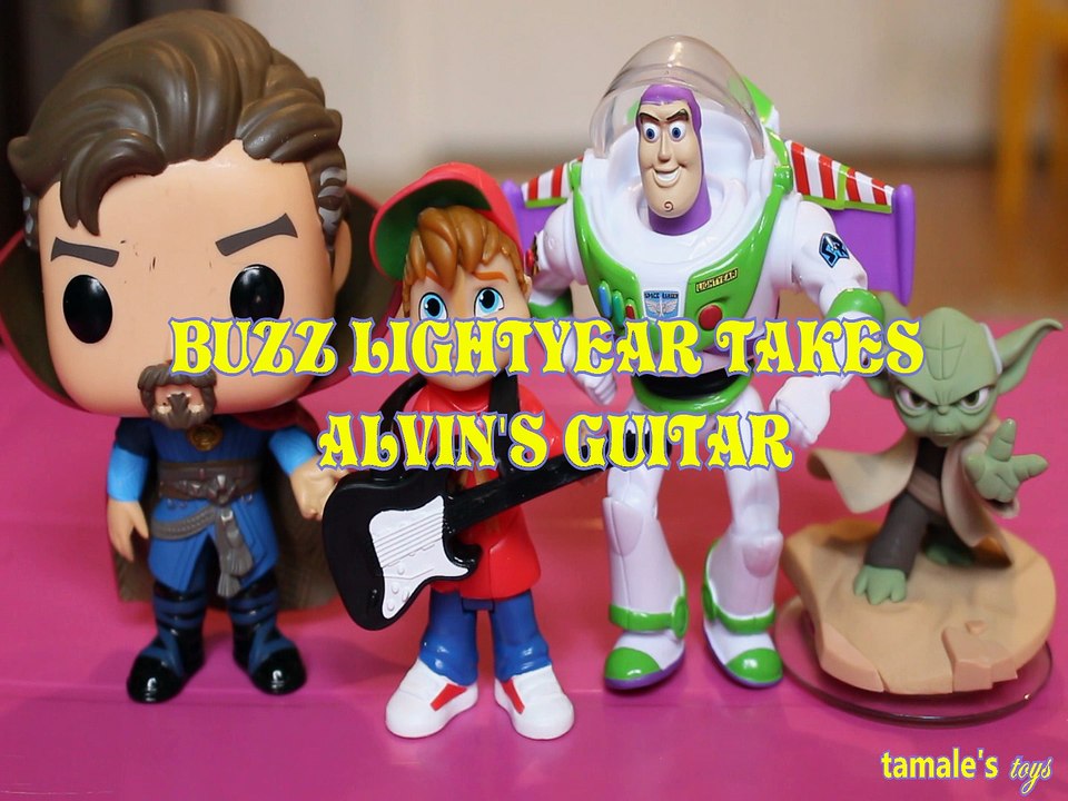 BUZZ LIGHTYEAR TAKES ALVIN'S GUITAR DOCTOR STRANGE ALVIN & THE CHIPMUNKS YODA STAR WARS FORCE AWAKENS , DISNEY , PIXAR,