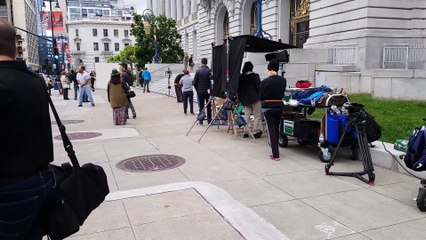 Helena Bonham Carter and Hilary Swank on set - 55 Steps movie