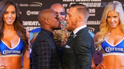Mayweather vs McGregor pre-fight press conference face-off