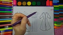 Learn Colors and Hand Color Watercolor Beautiful Dress Coloring Pages for Kids