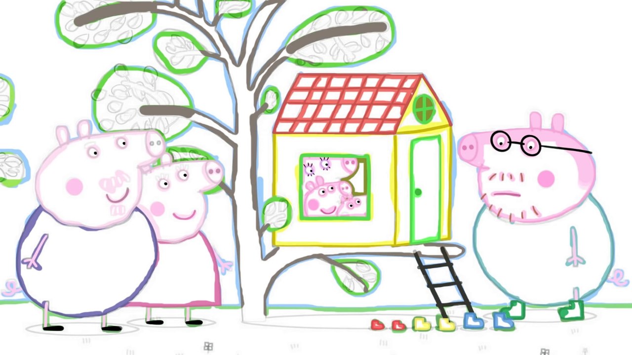 Cartoon Peppa Pig eats cookies