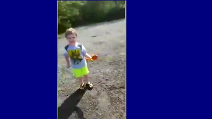 Three-year-old Paul was devastated at the moment a snake stole his first ever caught fish