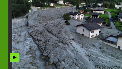 En Suisse, un village noyé dans la boue après un éboulement majeur