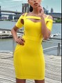 Cheap Mini Cut Out Yellow Bandage Dress Wholesale