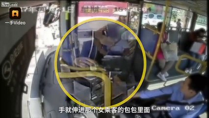 Download Video: Ce chauffeur de bus vire un pickpocket en action ! Bien vu !