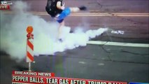 Un militant antifasciste se prend une grenade lacrymogène dans les parties