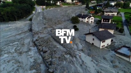 En Suisse, le paysage de désolation après une coulée de boue