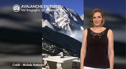 Avalanche et coulée de roches filmées en Suisse