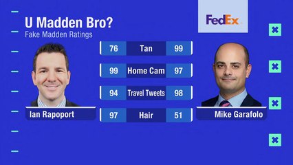 Who has better fake 'Madden' rating between Rapoport and Garafolo?