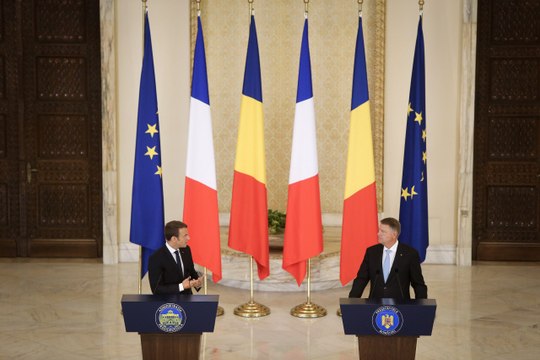 Conférence de presse conjointe d'Emmanuel Macron et de Klaus Iohannis, Président de la Roumanie