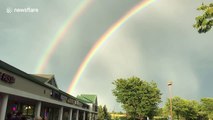 Beautiful double rainbow appears over Pennsylvania after storm