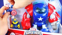Captain America Space Command Armor vs Thanos & Spider Man vs Doc Ocks Octo Mech Playskoo
