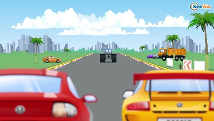 Un Camion Monstruo, Coche de carreras infantiles. Carritos Para Niños. Caricaturas de carros