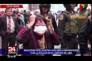 Continúan los enfrentamientos entre la Policía y huelguistas en el Centro de Lima