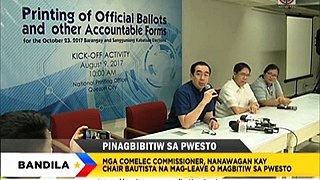 Magpahinga o magpaalam ka na ani Comelec officials kay Bautista