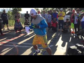 Pacquiao's post-jog workout at Griffith Conservatory