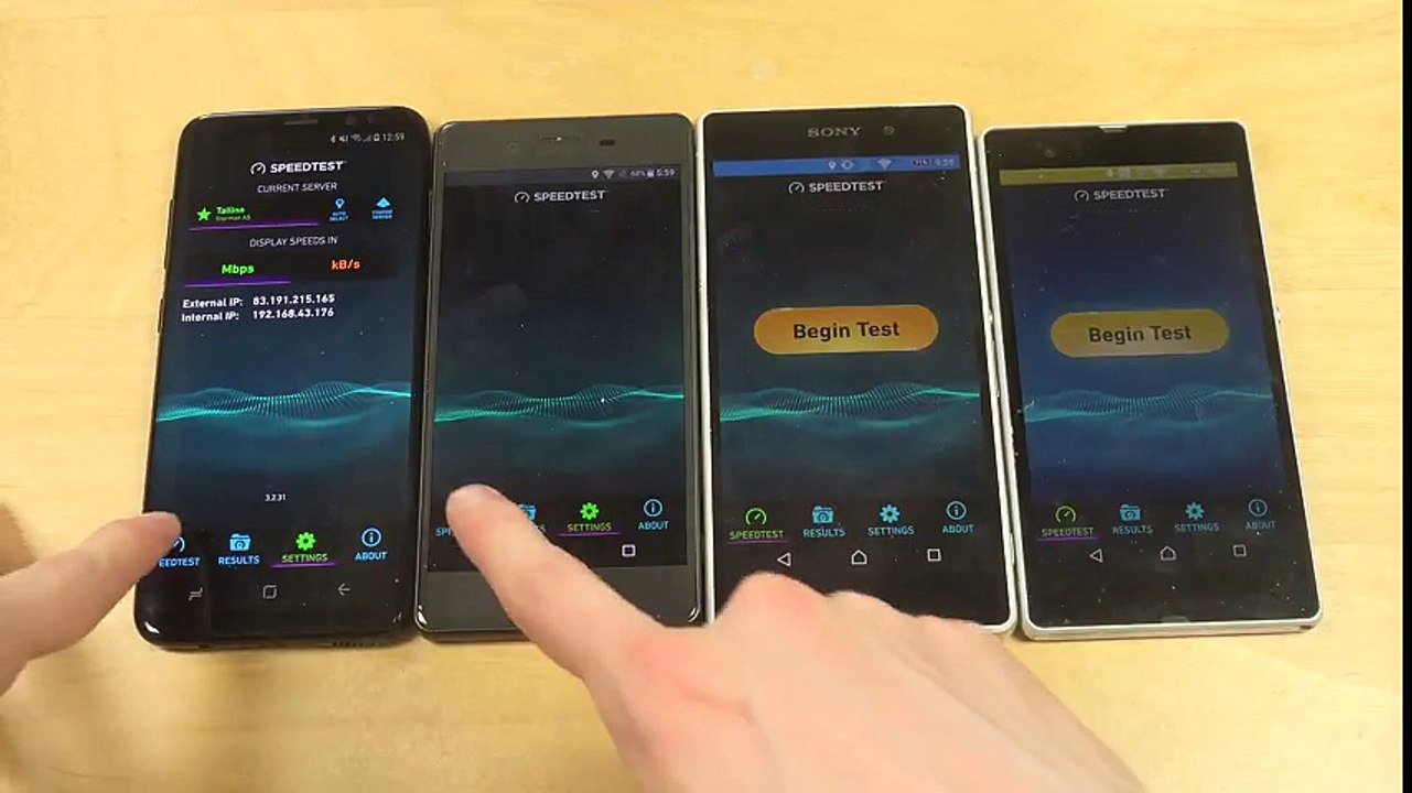 Samsung Galaxy S8 vs. Sony Xperia X vs. Xperia Z2 vs. Xperia Z Internet Speed Test