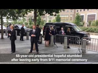 Clinton stumbles leaving 9/11 ceremony early