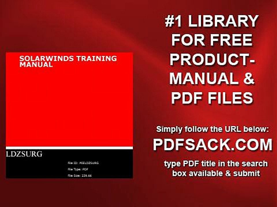 Solarwinds Training Manual