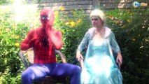 HANGING INVERT Spiderman and Elsa Joker Frozen Anna Family Fun Superhero in real life