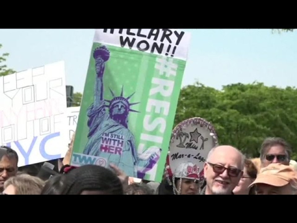 Demonstrators protest ahead of Trump NY visit
