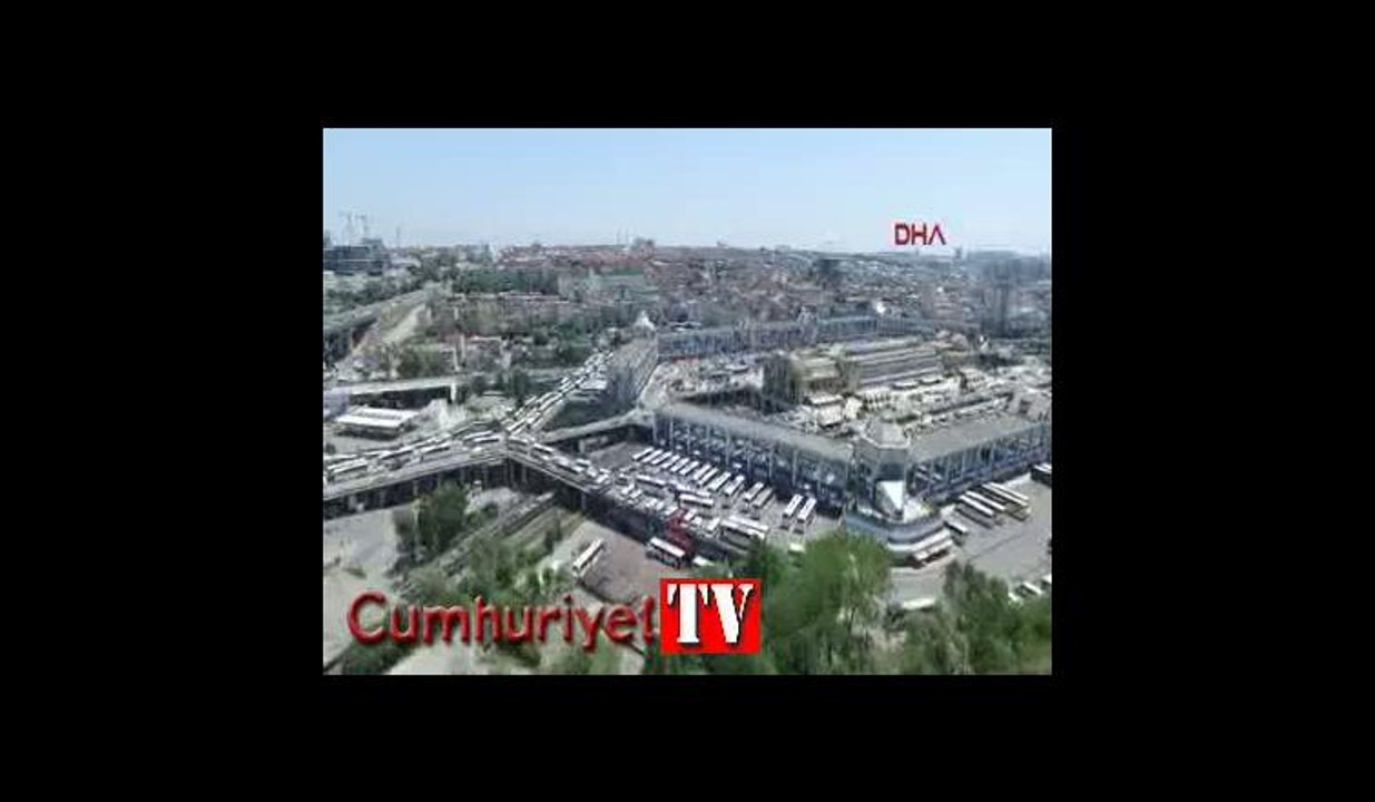 İstanbul Otogarı'nda bayram yoğunluğunun havadan görüntüsü
