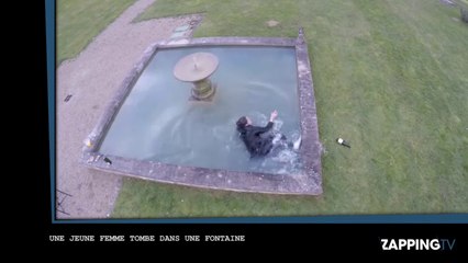 Une femme tombe dans une fontaine en voulant être filmée par un drone (Vidéo)