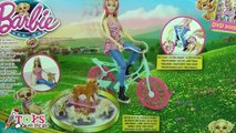 Barbie va de paseo en su nueva bicicleta con sus perritos - juguetes Barbie en español toy