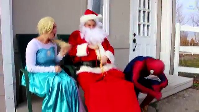 Evil Elsa KIDNAPS SANTA CLAUS! w/ Spiderman Frozen Elsa & Anna Superman Witch! Superhero F