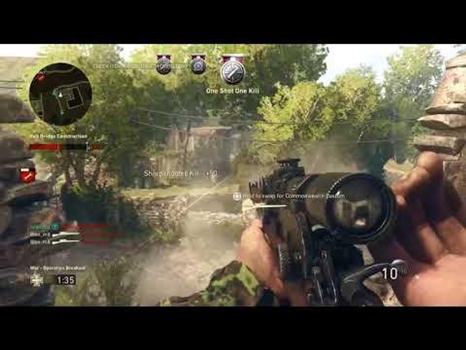 CALL OF DUTY WW2 1 DIA BETA SNIPER TRICKSHOT + KILLCAM (COD WWII TRICKSHOT)