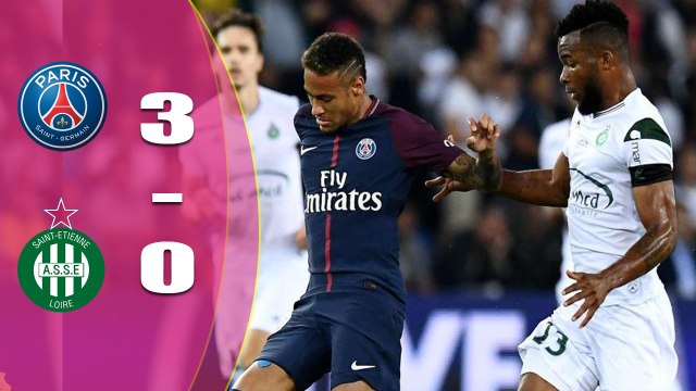 Edinson Cavani scored twice as Paris St-Germain beat Saint-Etienne to make it four wins out of four in Ligue 1.