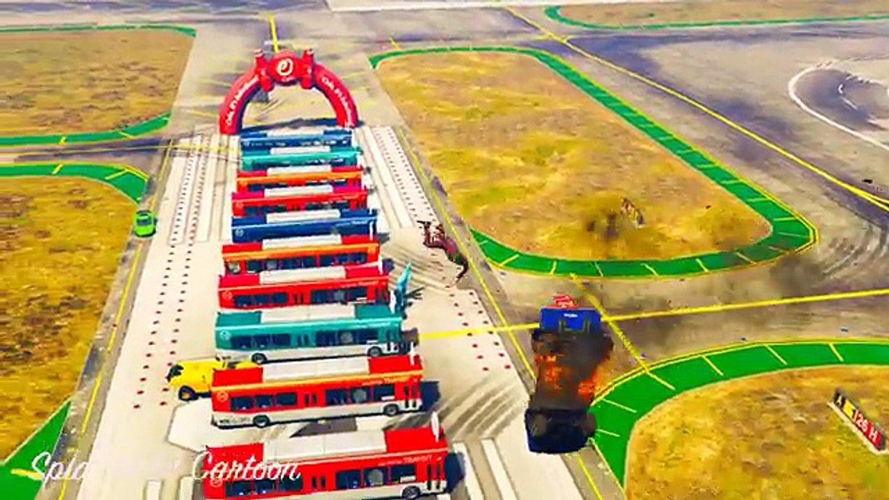 COLORS CARS Jumping With SuperHeroes In Spiderman Cartoon For Kids